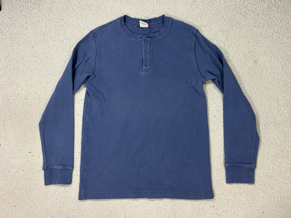 The North Face Henley Shirt Mens Medium Blue Thermal Waffle Long Sleeve Gorpcore